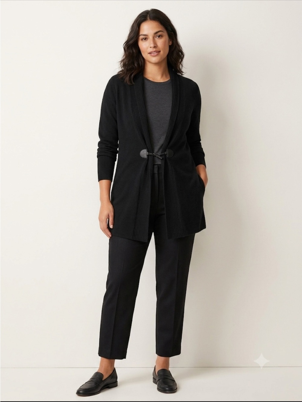 Susan Lawrence Black Toggle Closure Cardigan – Size XL